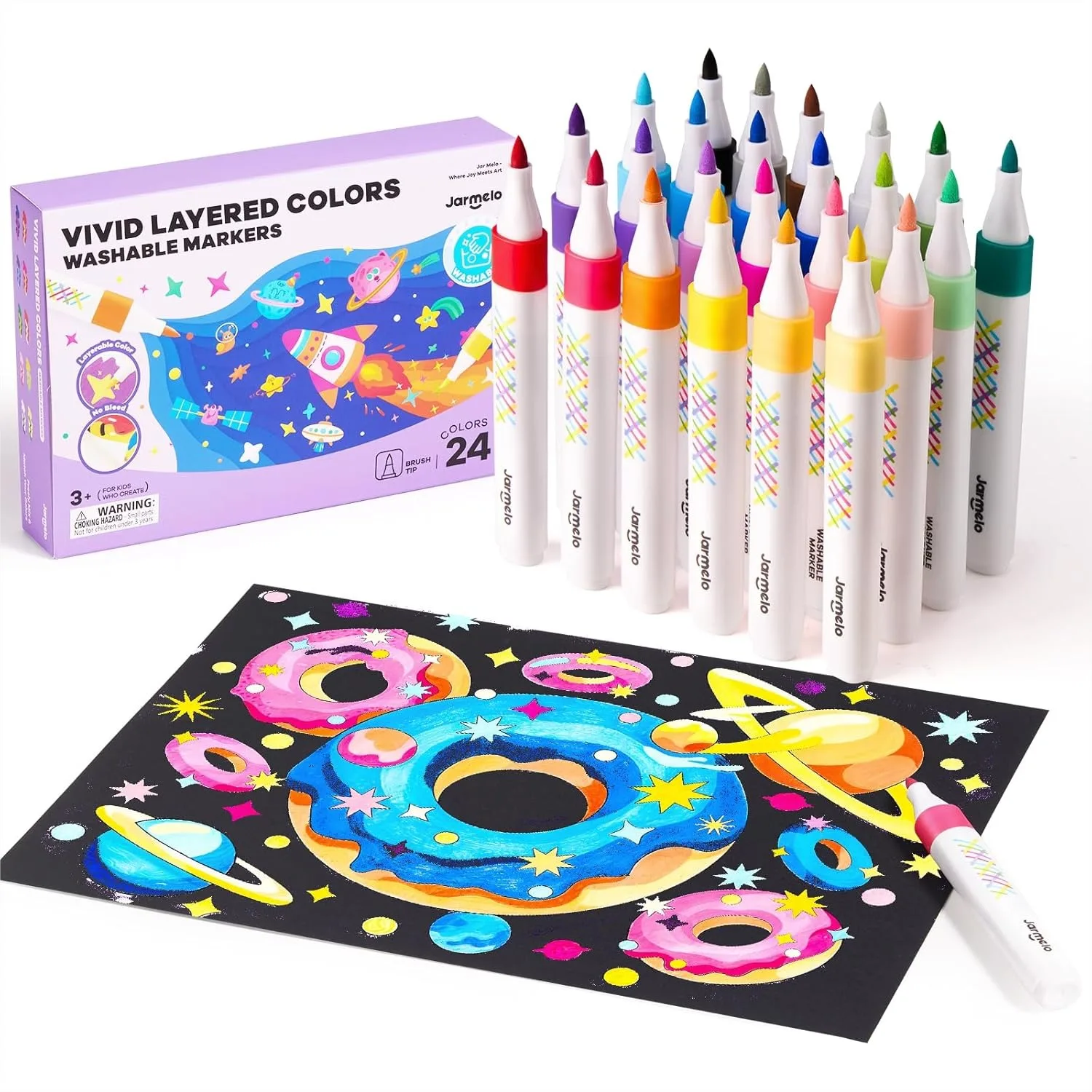 Super Washable Markers for Kids Age 4-8, 24 Colors Water Based Blendable Art Supplies for Preschool Gift
Super Washable Markers for Kids Age 4-8, 24 Colors Water Based Blendable Art Supplies for Preschool Gift