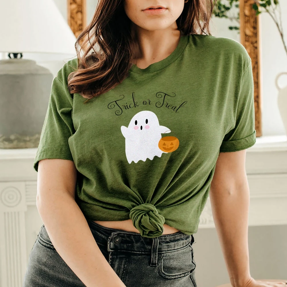 Y2K Cotton Casual Women's T - Shirt Short Sleeve Round Neck Fitted Colorful Cute Cartoon Dog in Ghost Costume Pumpkin Bucket
Y2K Cotton Casual Women's T - Shirt Short Sleeve Round Neck Fitted Colorful Cute Cartoon Dog in Ghost Costume Pumpkin Bucket