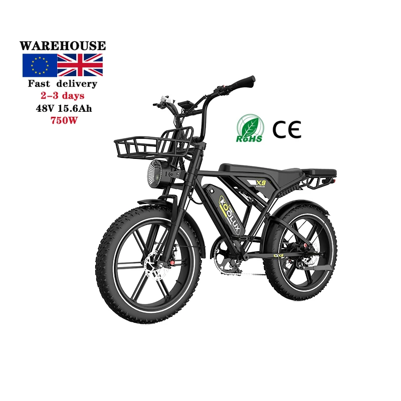 X9 Electric Motorcycles Bike 48V 15.6AH 20 * 4.0 Fatbike Fat Tire Mountain E Hybrid Cargo Dirt Bike Bicycle Adult Ebike
X9 Electric Motorcycles Bike 48V 15.6AH 20 * 4.0 Fatbike Fat Tire Mountain E Hybrid Cargo Dirt Bike Bicycle Adult Ebike
