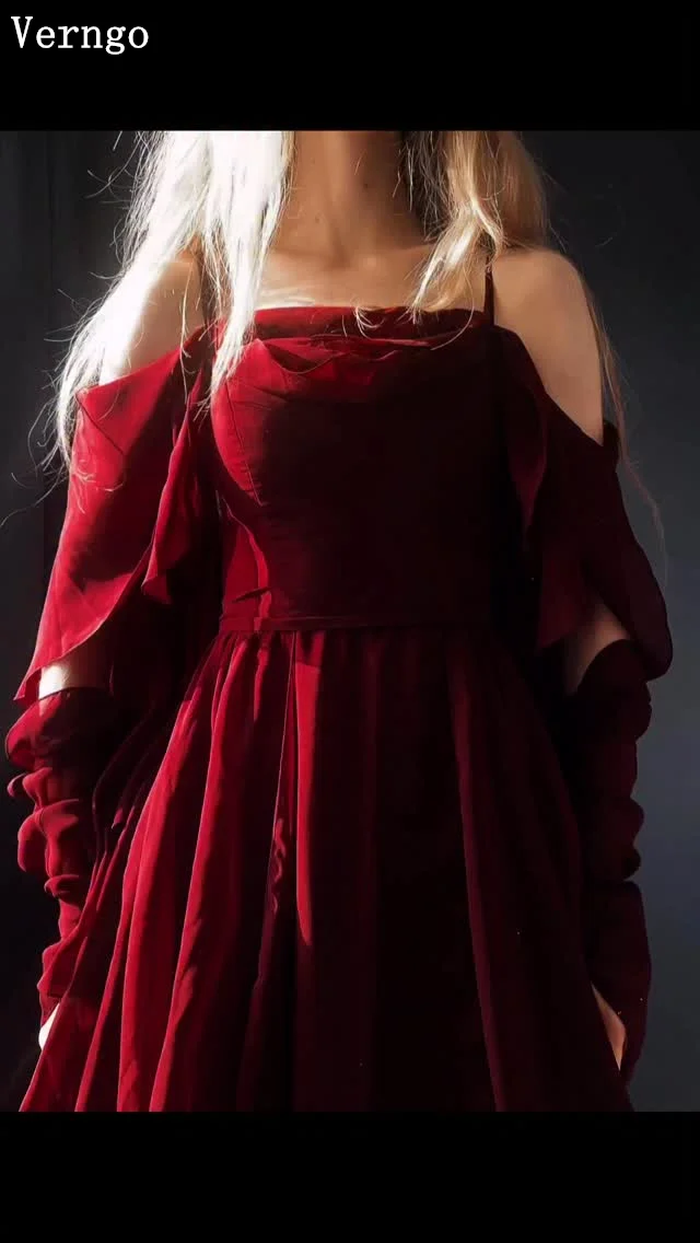 Verngo Burgundy Chiffon Evening Dress Lace Off The Shoulder Full Sleeves Prom Gowns Modern Maxi Party Dresses Customized
Verngo Burgundy Chiffon Evening Dress Lace Off The Shoulder Full Sleeves Prom Gowns Modern Maxi Party Dresses Customized