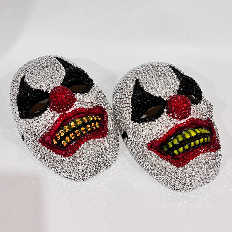 Bling Rhinestone Clown Costume Mask Cosplay Scary Evil Sparkle Clown Mask for Parties and Proms
Bling Rhinestone Clown Costume Mask Cosplay Scary Evil Sparkle Clown Mask for Parties and Proms