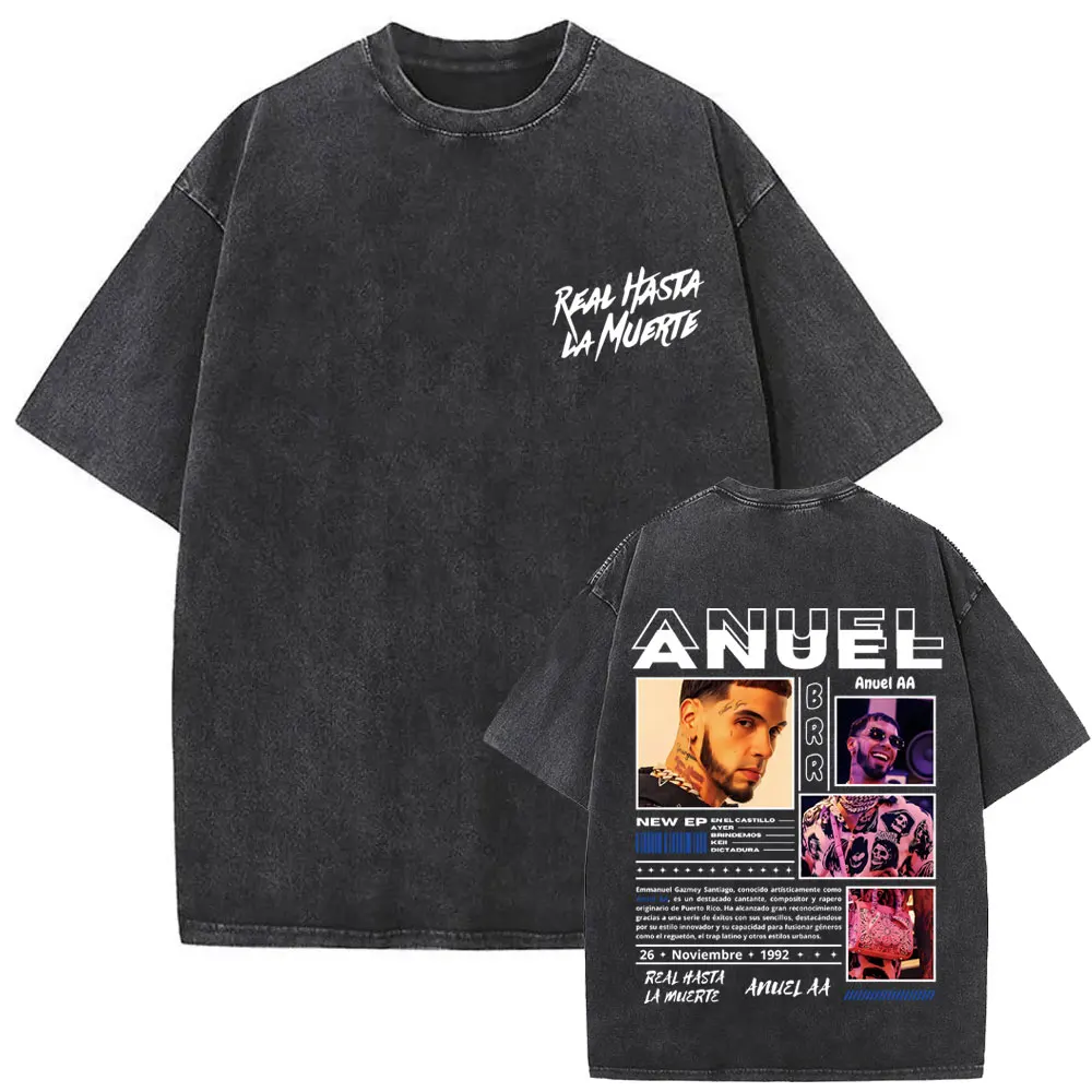 Washed Vintage Rapper Anuel AA Real Hasta La Muerte T Shirt Men Women Hip Hop Fashion Pop Music T-shirt Male Oversized T-shirts
Washed Vintage Rapper Anuel AA Real Hasta La Muerte T Shirt Men Women Hip Hop Fashion Pop Music T-shirt Male Oversized T-shirts