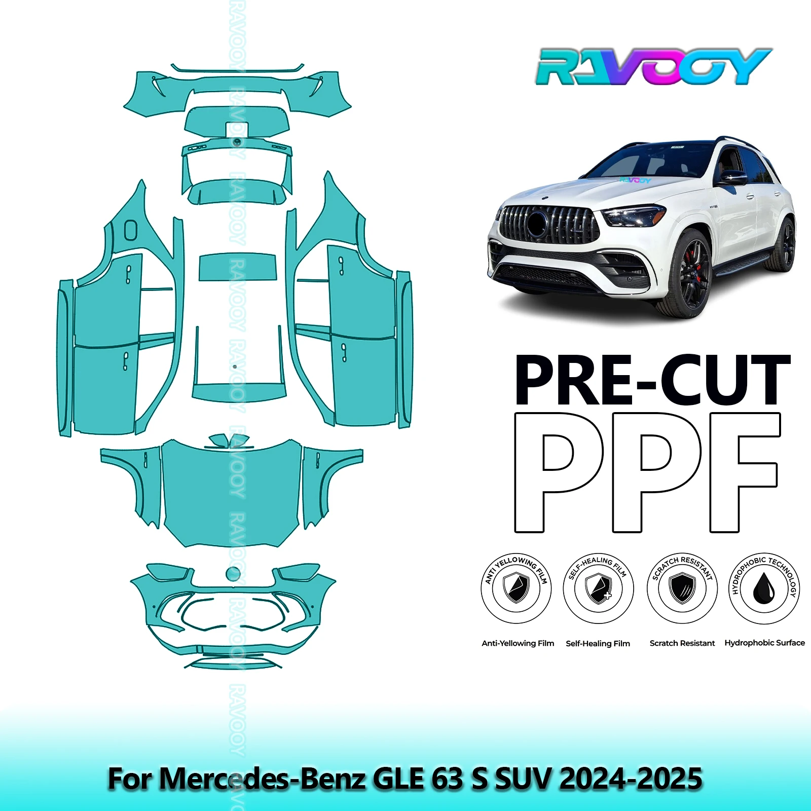 Full Vehicle Clear Bra Precut PPF Paint Protection Film For Mercedes-Benz GLE 63 S SUV 2024-2025
Full Vehicle Clear Bra Precut PPF Paint Protection Film For Mercedes-Benz GLE 63 S SUV 2024-2025