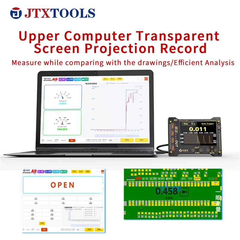 JTX A9 Moble Phone Repair Curve Waveform Multi-function Measuring Meter 0-36V Hiht-Precision Voltage And Current Testing
JTX A9 Moble Phone Repair Curve Waveform Multi-function Measuring Meter 0-36V Hiht-Precision Voltage And Current Testing