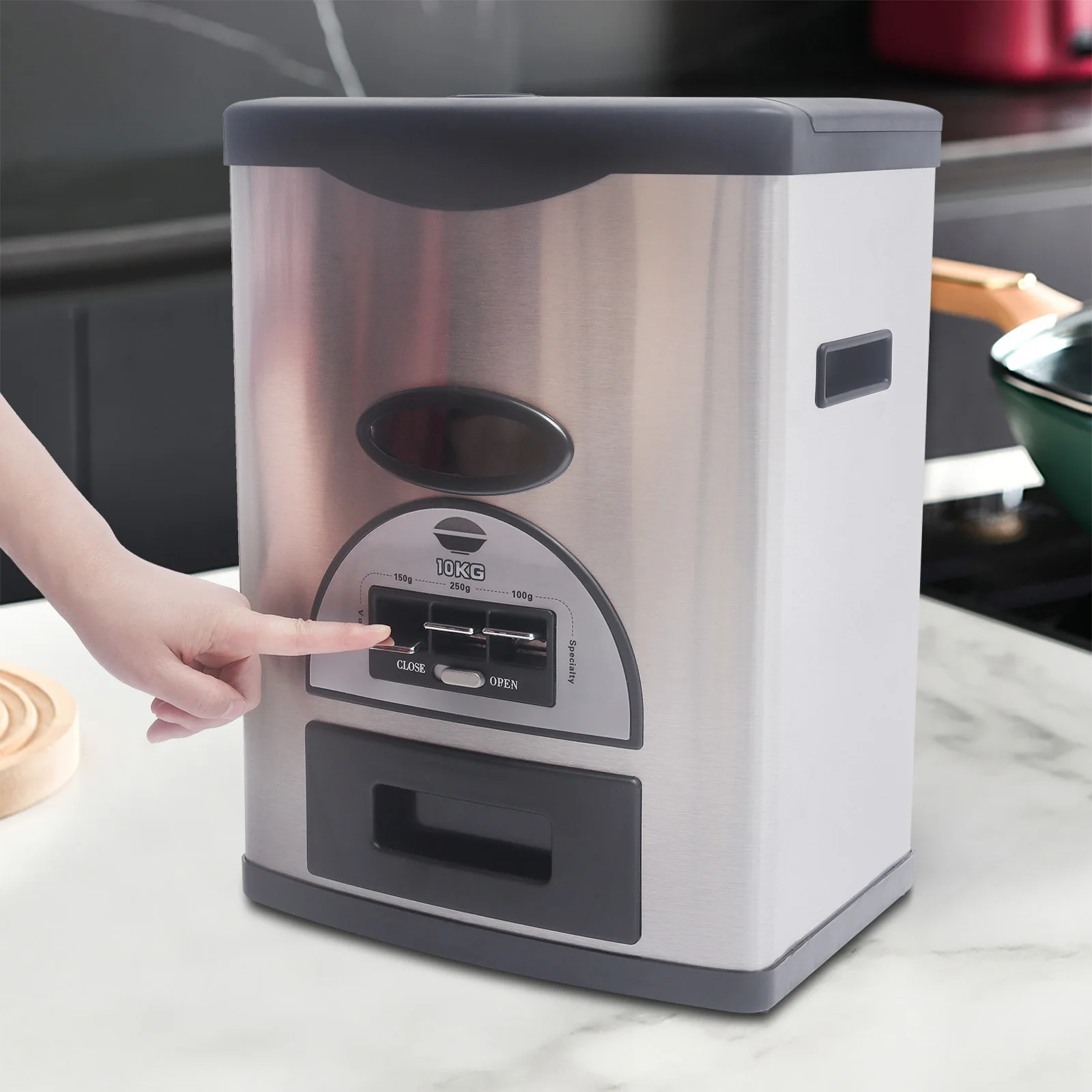 Многофункциональный контейнер для хранения риса пресс-типа 0,22-0,55 фунтов Регулируемая конусообразная воронка предотвращает накопление старого риса
Многофункциональный контейнер для хранения риса пресс-типа 0,22-0,55 фунтов Регулируемая конусообразная воронка предотвращает накопление старого риса