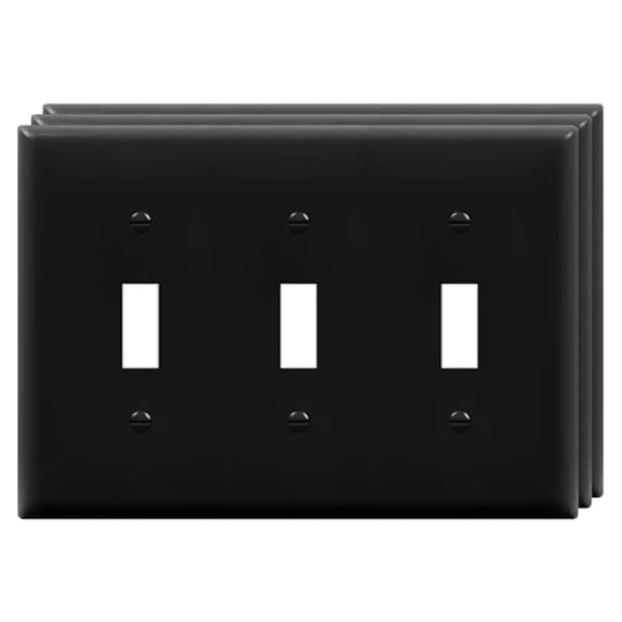 Triple Light Switch Wall Plate, Gloss Finish, Standard Size.0" x 6.8", Unbreakable Polycarbonate Thermoplastic, 8813-BK-3PCS
Triple Light Switch Wall Plate, Gloss Finish, Standard Size.0" x 6.8", Unbreakable Polycarbonate Thermoplastic, 8813-BK-3PCS