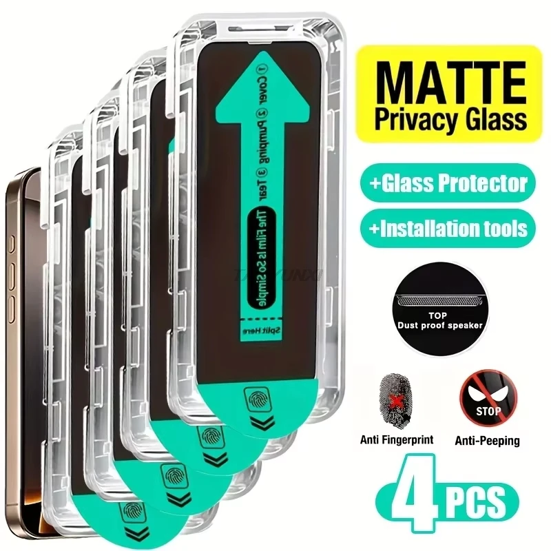 4Pcs Oleophobic Dust Free Easy Installation Matte Privacy Screen Protectors For iPhone 17 Pro Max 16 13 12 11 14 15 Plus XS X XR
4Pcs Oleophobic Dust Free Easy Installation Matte Privacy Screen Protectors For iPhone 17 Pro Max 16 13 12 11 14 15 Plus XS X XR