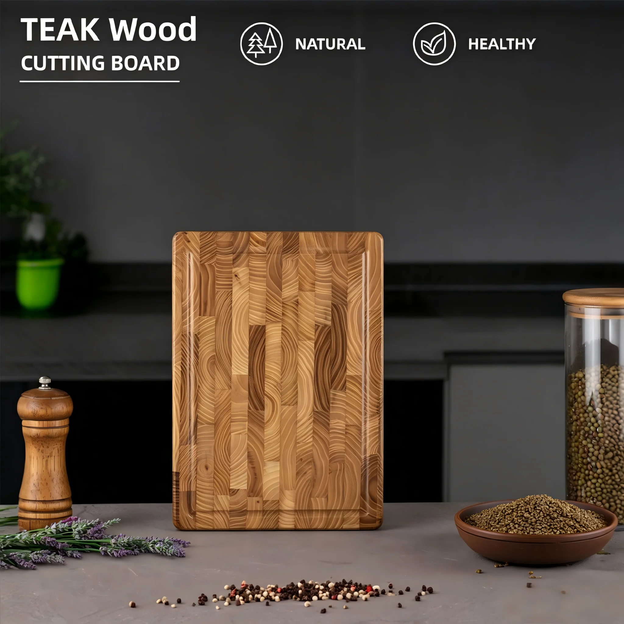 Teak Wooden End Grain Cutting Board, Butcher Block, Chopping Board Multipurpose For Kitchen with Juice Groove
Teak Wooden End Grain Cutting Board, Butcher Block, Chopping Board Multipurpose For Kitchen with Juice Groove