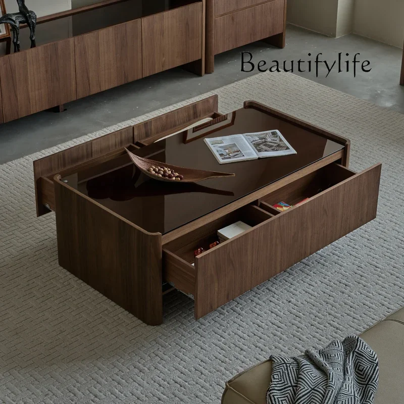 Retro medieval style coffee table living room size apartment tempered glass tea table black walnut coffee table
Retro medieval style coffee table living room size apartment tempered glass tea table black walnut coffee table