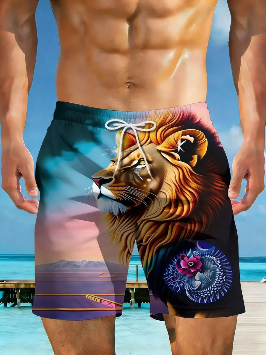 Mens Beach Shorts 3D Print Lion Sunset Mandala Flower Quick Dry Swim Trunks
Mens Beach Shorts 3D Print Lion Sunset Mandala Flower Quick Dry Swim Trunks