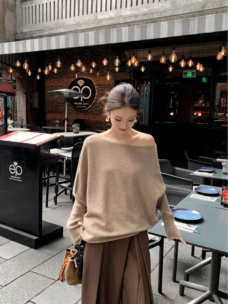 WTT Women's Woolen Knitted irt oulder Bared Ne Splice T-irt Commute Sle Stand Fit Pure Color Long Sve
WTT Women's Woolen Knitted irt oulder Bared Ne Splice T-irt Commute Sle Stand Fit Pure Color Long Sve