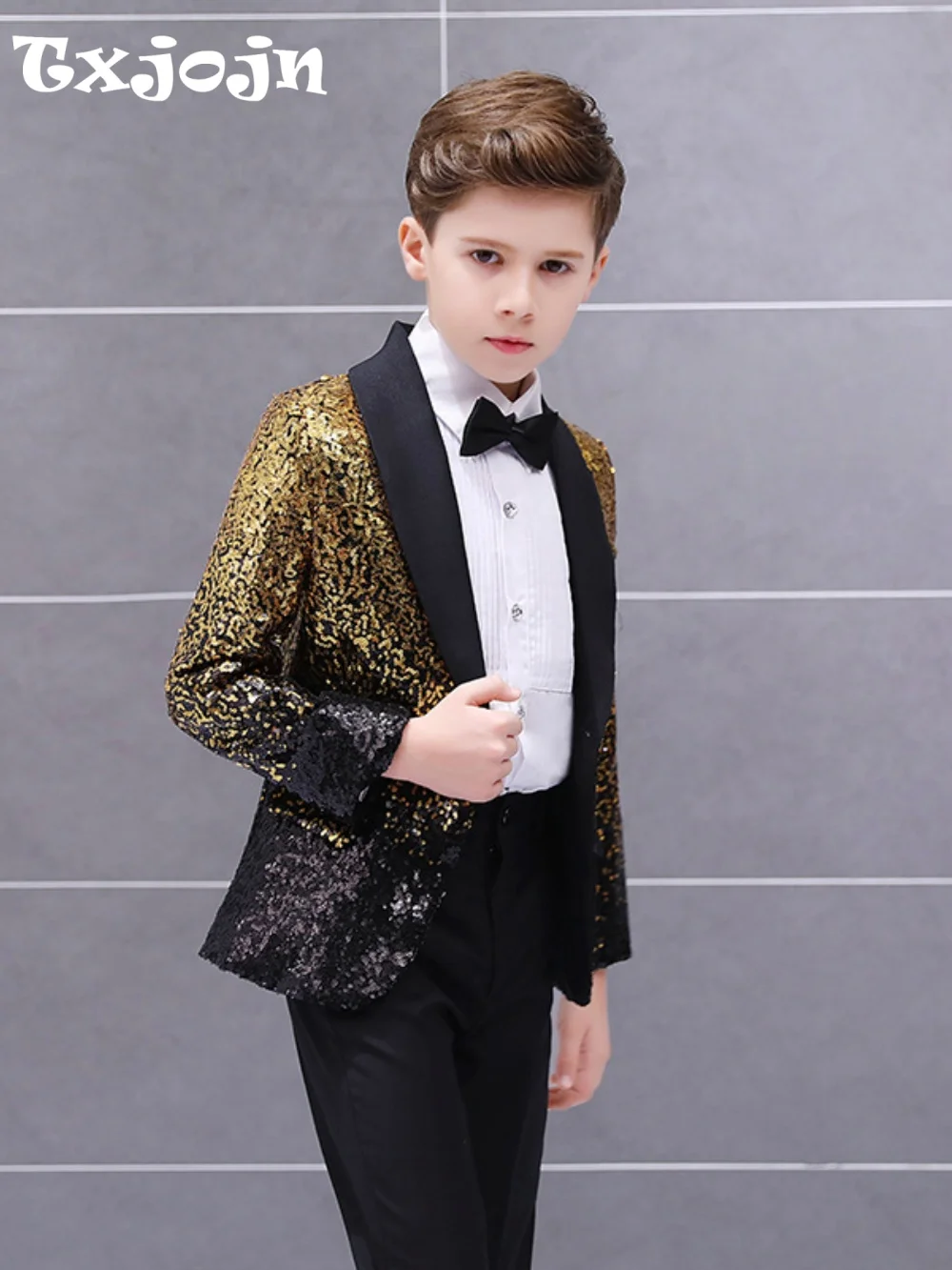 New Boys Handsome Suits 4 Pieces Jacket Shirt Pants Bow-tie For Piano Performance Luxurious Shawl Lapel Tuxedo Wedding Wear
New Boys Handsome Suits 4 Pieces Jacket Shirt Pants Bow-tie For Piano Performance Luxurious Shawl Lapel Tuxedo Wedding Wear