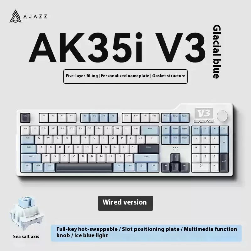 Ajazz Ak35i V3 Mechanical Keyboard Three-Mode 104-Key Wireless Esports Game With Screen 2.4g/ Bluetooth/Wired
Ajazz Ak35i V3 Mechanical Keyboard Three-Mode 104-Key Wireless Esports Game With Screen 2.4g/ Bluetooth/Wired