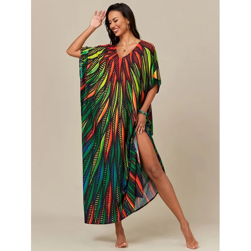 Женский кафтан с V-образным вырезом и рукавами «летучая мышь», свободного кроя, больших размеров, пляжное платье, накидка для купальника, домашняя одежда
Женский кафтан с V-образным вырезом и рукавами «летучая мышь», свободного кроя, больших размеров, пляжное платье, накидка для купальника, домашняя одежда