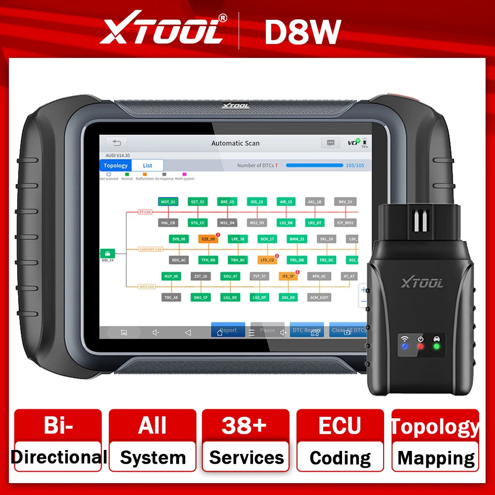 XTOOL D8W Модернизированный D8BT, автомобильный диагностический инструмент DoIP Диагностика всех систем Активный тест Программирование ключей Кодирование ЭБУ 38+ Сброс CANFD 
XTOOL D8W Модернизированный D8BT, автомобильный диагностический инструмент DoIP Диагностика всех систем Активный тест Программирование ключей Кодирование ЭБУ 38+ Сброс CANFD
