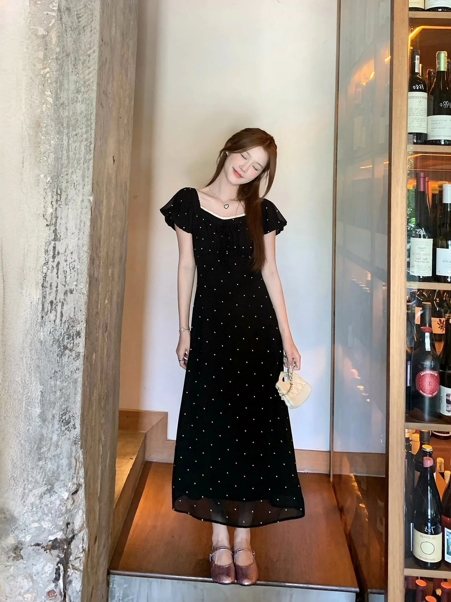 Hebe Style Black Polka Dot Dress Women's Design Slimming Long Skirt Korean Version Short Sleeve A-Line Dress Summer Dress
Hebe Style Black Polka Dot Dress Women's Design Slimming Long Skirt Korean Version Short Sleeve A-Line Dress Summer Dress