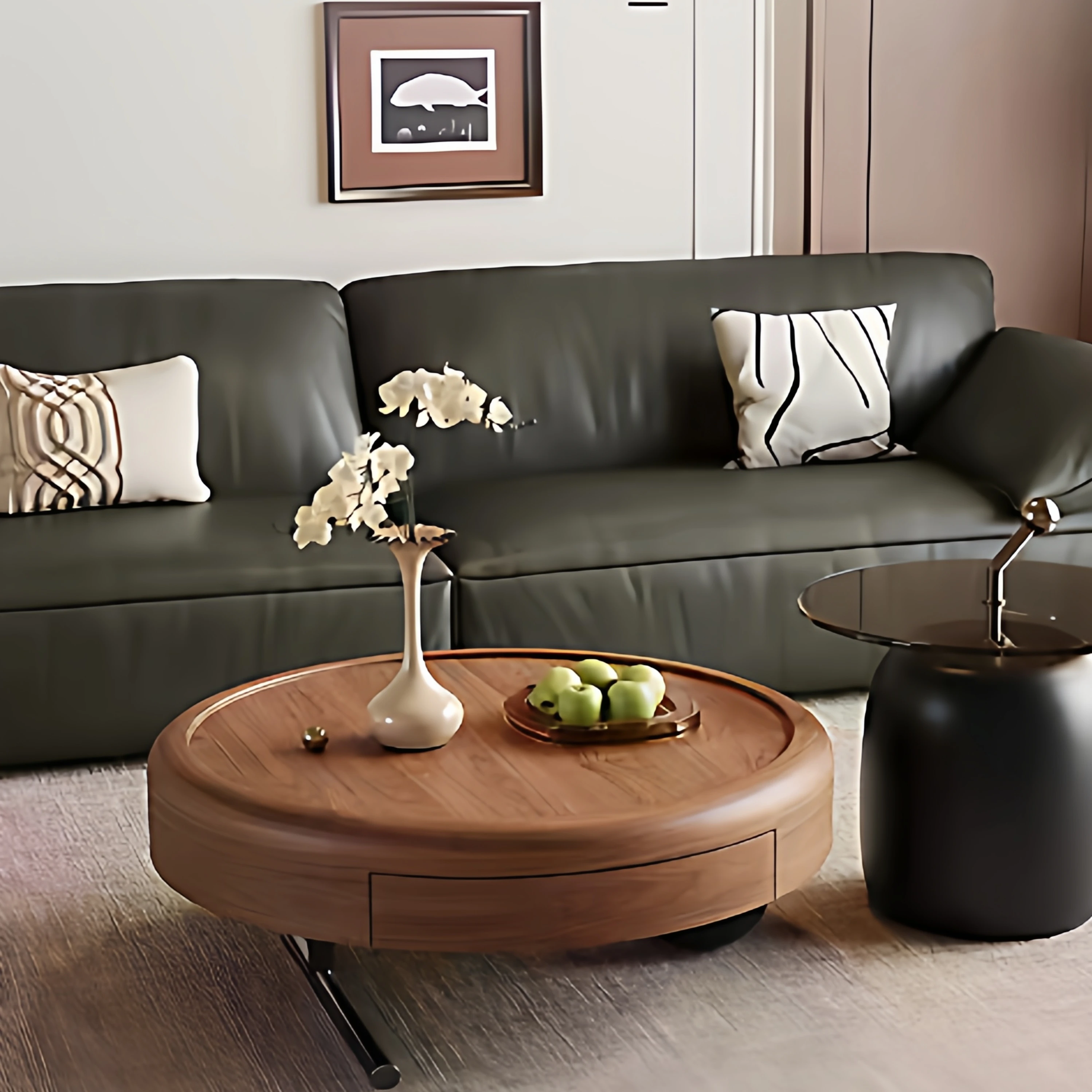 !@Contemporary Memphis Design Coffee Table with Wooden Finish Round Surface Sleek Metal Legs Storage Space No Assembly Required
!@Contemporary Memphis Design Coffee Table with Wooden Finish Round Surface Sleek Metal Legs Storage Space No Assembly Required