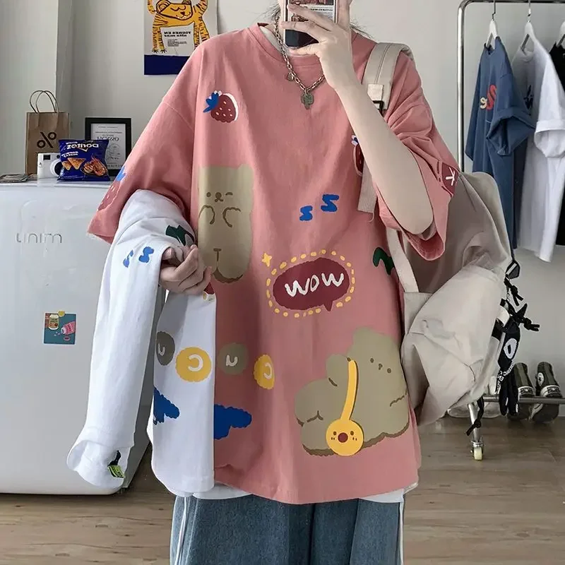 Kawaii футболка унисекс с коротким рукавом Ins трендовый милый мультяшный свободный рукав топ одежда Повседневная футболка с коротким рукавом 2023 Новинка
Kawaii футболка унисекс с коротким рукавом Ins трендовый милый мультяшный свободный рукав топ одежда Повседневная футболка с коротким рукавом 2023 Новинка