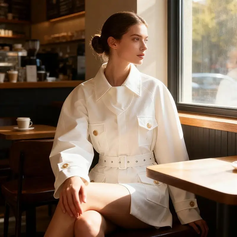 Женская ветровка Ele Long Sve Pure Color Coat: новая осенняя модель с приталенным силуэтом и декоративными элементами на талии для повседневной носки
Женская ветровка Ele Long Sve Pure Color Coat: новая осенняя модель с приталенным силуэтом и декоративными элементами на талии для повседневной носки