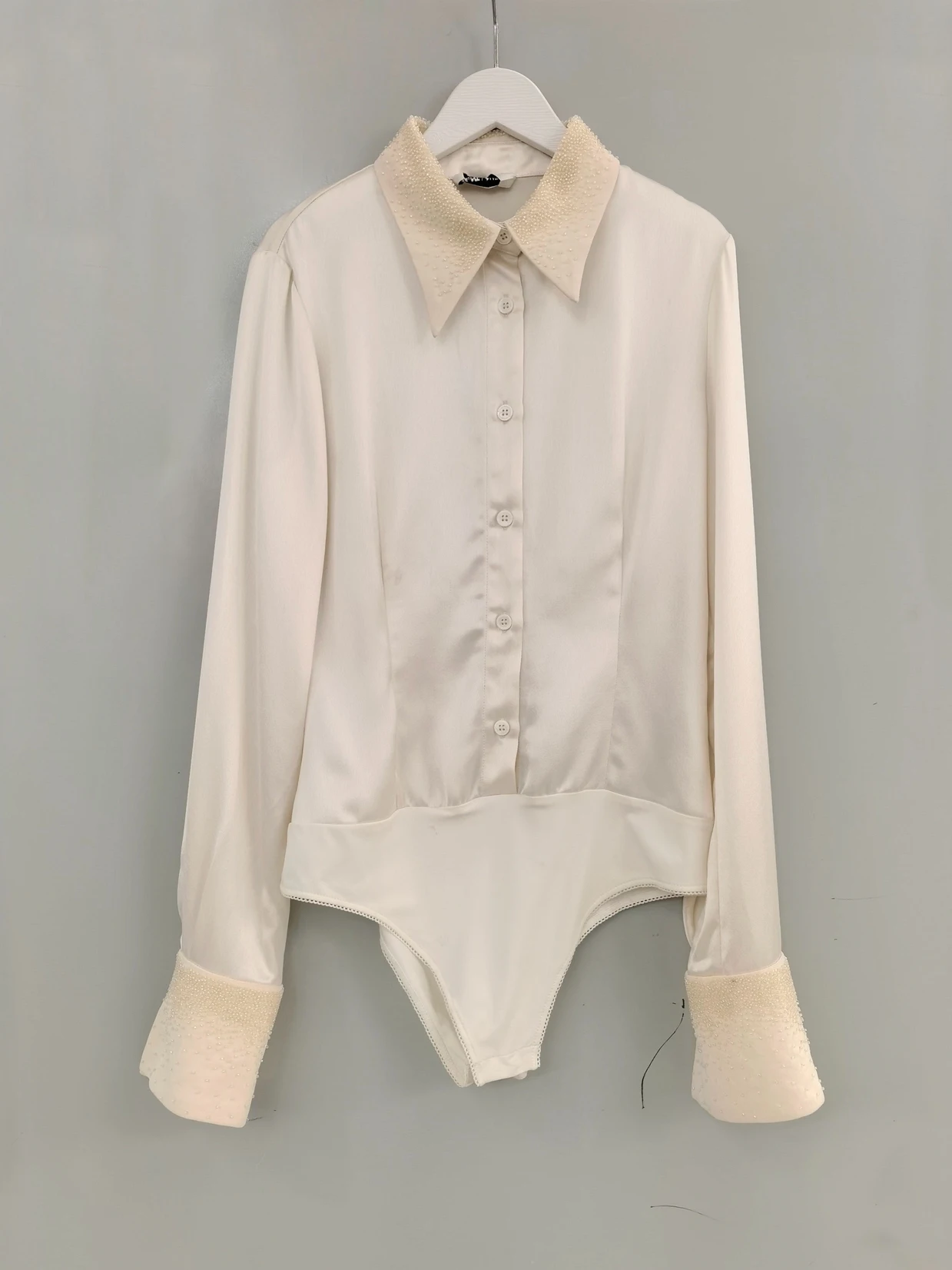 Embellished Acetate Shirt-Style Onesie Women's Slimming Versatile Long Sleeve Romper Shorts Breathable Function
Embellished Acetate Shirt-Style Onesie Women's Slimming Versatile Long Sleeve Romper Shorts Breathable Function