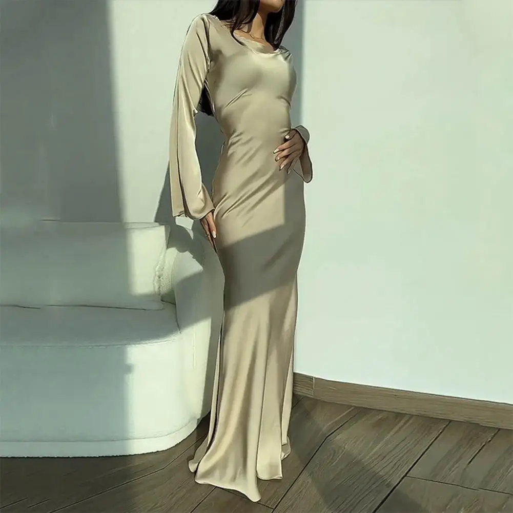 Womens Dresses 2024 New Long Dresses Long Horn Sleeve Satin Floor Length Soft Evening Party Dresses Sexy Dress vestido
Womens Dresses 2024 New Long Dresses Long Horn Sleeve Satin Floor Length Soft Evening Party Dresses Sexy Dress vestido