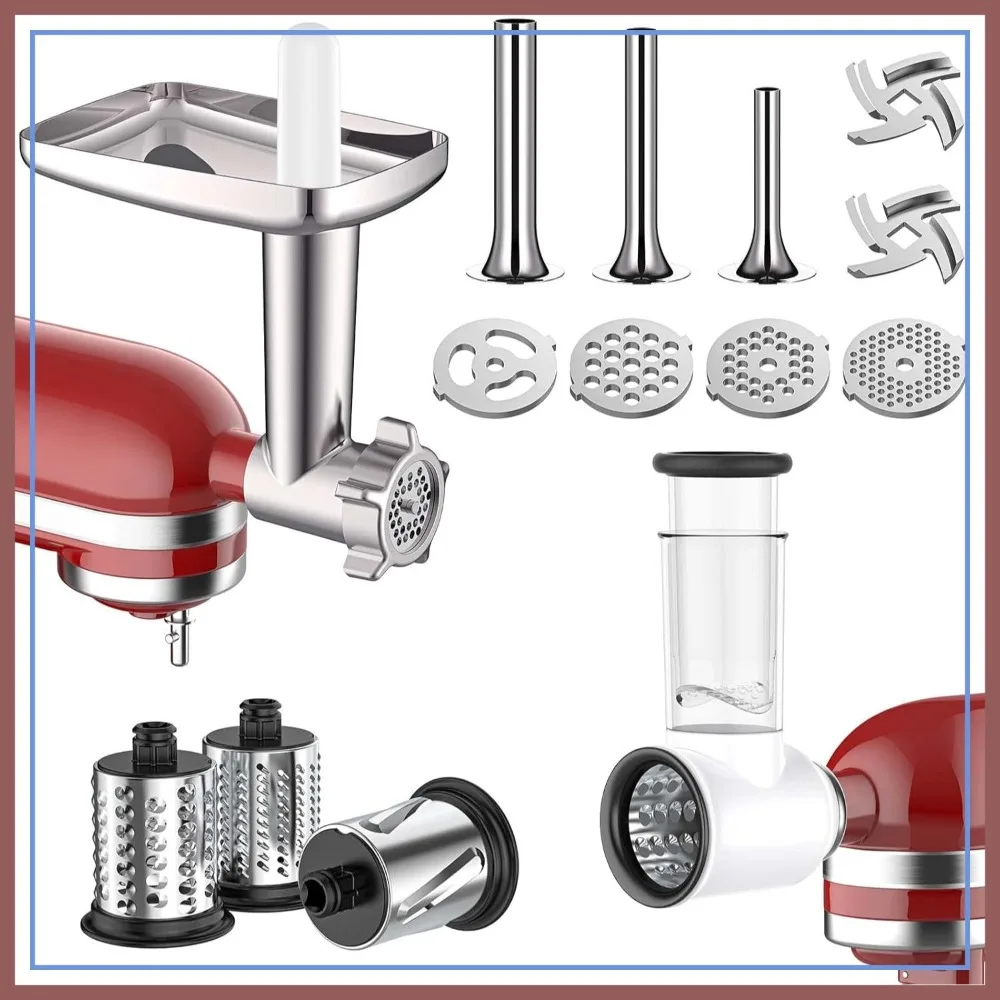 Meat Grinder & Slicer Shredder Attachments for Stand Mixer, 2-Piece Set with Sausage Stuffer Tubes and Slicer Shredder
Meat Grinder & Slicer Shredder Attachments for Stand Mixer, 2-Piece Set with Sausage Stuffer Tubes and Slicer Shredder