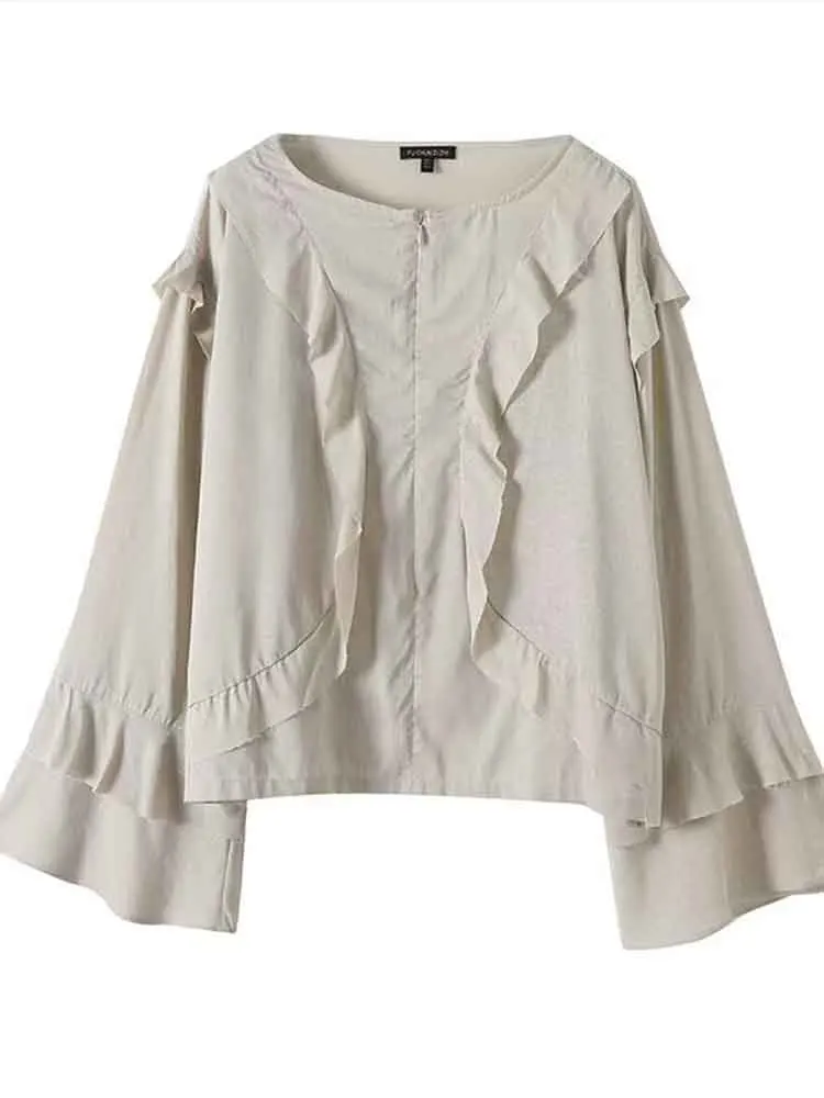 European style new women's fashion versatile wave playful French romantic ruffled V-neck temperament shirt
European style new women's fashion versatile wave playful French romantic ruffled V-neck temperament shirt