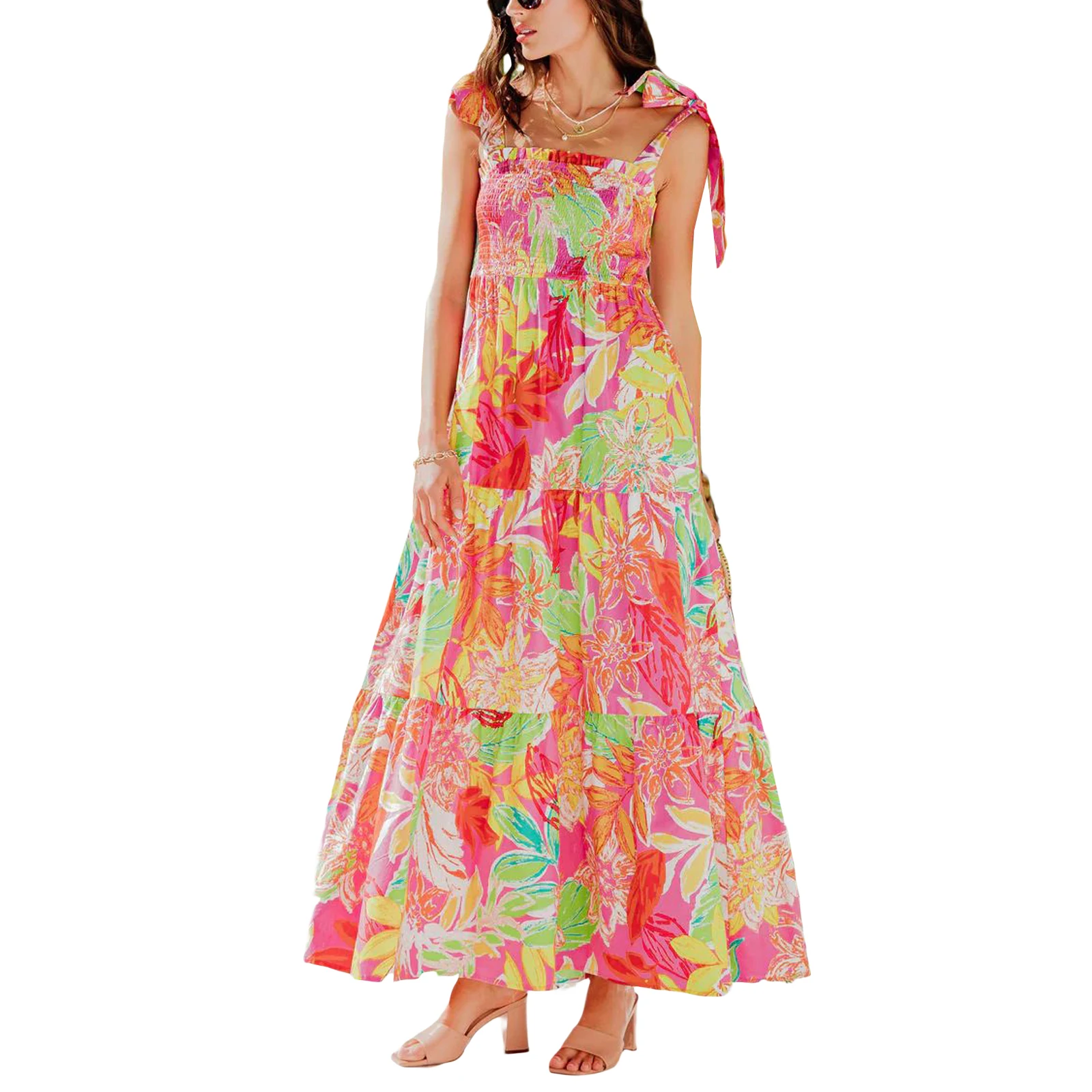 Women's Bohemian Slip Long Dress Tie-up Sleeveless Pleated Leaves Print Summer Beach Swing Dress for Vacation
Women's Bohemian Slip Long Dress Tie-up Sleeveless Pleated Leaves Print Summer Beach Swing Dress for Vacation
