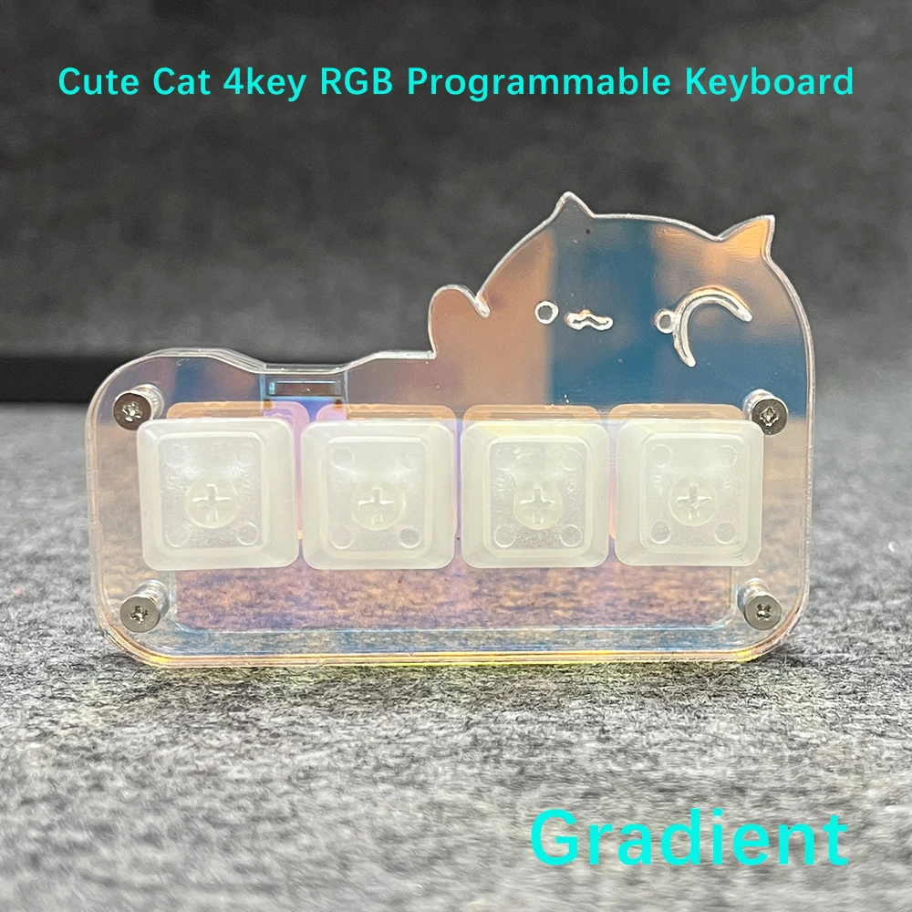 RGB Backlit DIY Gradient Keyboard 4 Key Programmable Macros Cute Cat Keypad Transparent Mechanical Crystal New
RGB Backlit DIY Gradient Keyboard 4 Key Programmable Macros Cute Cat Keypad Transparent Mechanical Crystal New