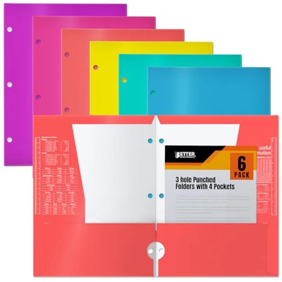 4 Pocket Glossy Laminated Paper Folders 6 Pack,3 Hole Punch Portfolios, Assorted Colors
4 Pocket Glossy Laminated Paper Folders 6 Pack,3 Hole Punch Portfolios, Assorted Colors