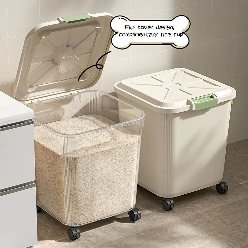 2/4pcs Rice Storage Box With Lid, Rice Dispenser, Durable, Large Capacity, Household Cereal Storage, Sealed, Transparent, Universal Wheel, Clamshell Kitchen, Movable Storage Box, Festival Decoration, Valentine'S Day, Easter
2/4pcs Rice Storage Box With Lid, Rice Dispenser, Durable, Large Capacity, Household Cereal Storage, Sealed, Transparent, Universal Wheel, Clamshell Kitchen, Movable Storage Box, Festival Decoration, Valentine'S Day, Easter