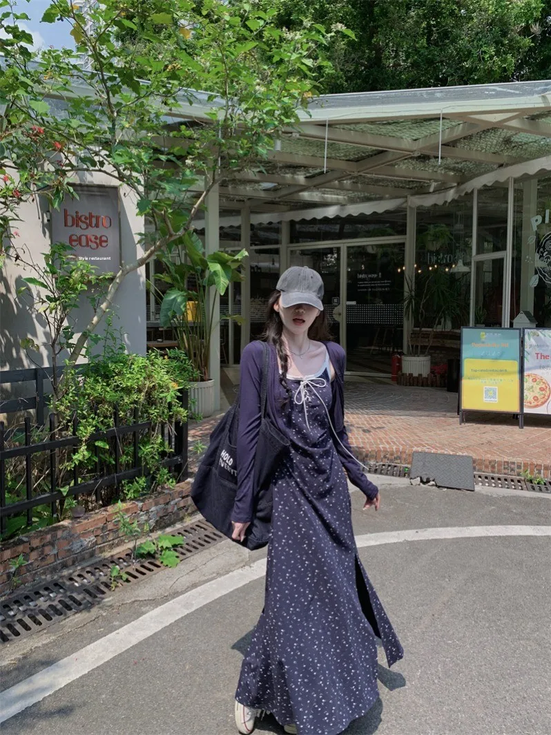 Soft Style Loose Long Sleeve Women's Set Floral Halter Dress And Open Cardigan Two-Piece Spring Fashion Outfit Casual Wear
Soft Style Loose Long Sleeve Women's Set Floral Halter Dress And Open Cardigan Two-Piece Spring Fashion Outfit Casual Wear