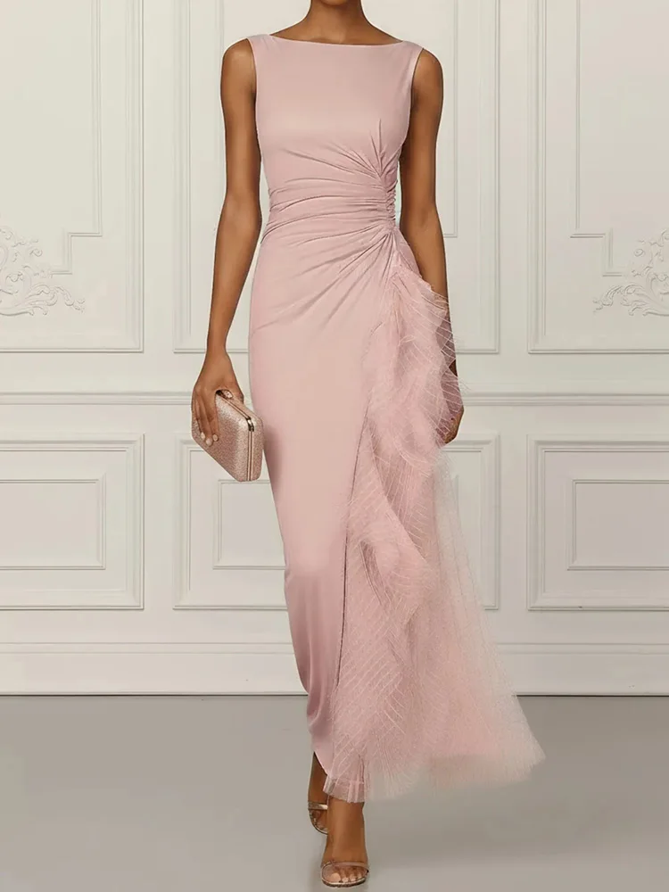 Summer Women's Sleeveless Maxi Dress Elegant Chic Patchwork Folds O-Neck Solid Color Fashionable Holiday Party Dress Streetwear
Summer Women's Sleeveless Maxi Dress Elegant Chic Patchwork Folds O-Neck Solid Color Fashionable Holiday Party Dress Streetwear