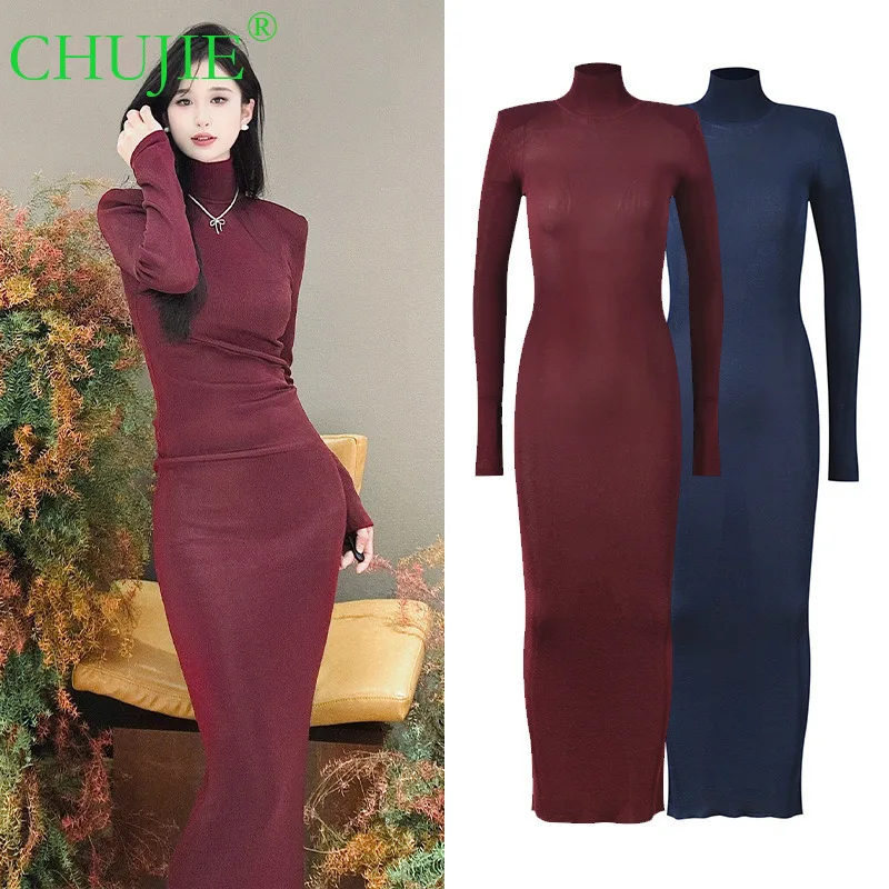CHUJIE 2025 Spring Autumn New Temperament Fashion Slim-fit, High-neck Long-sleeved Long Knitted Dress
CHUJIE 2025 Spring Autumn New Temperament Fashion Slim-fit, High-neck Long-sleeved Long Knitted Dress