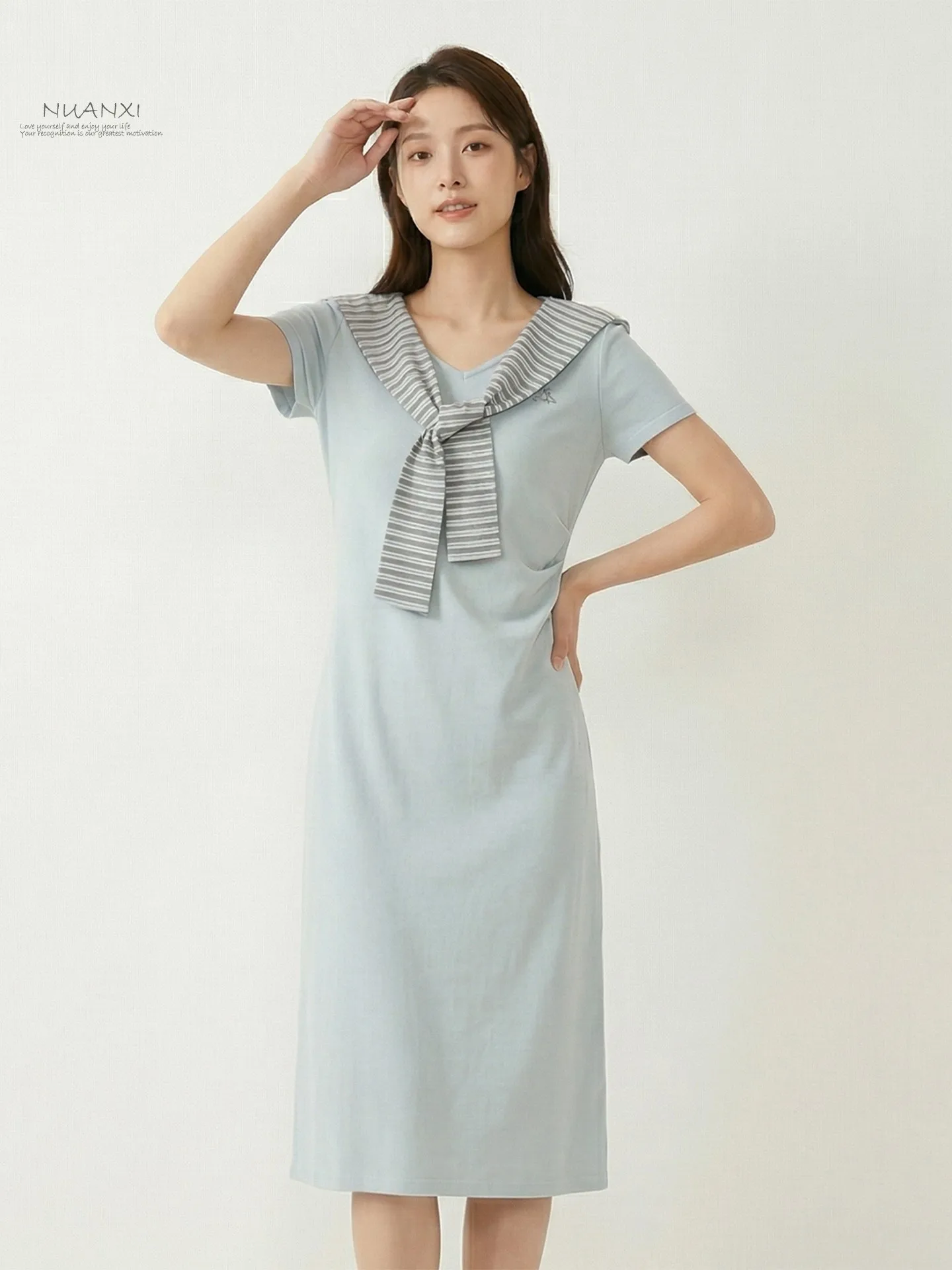 Nuanxi 2026 College Style Navy Collar Dress Women's Summer Slimming Long Dress Waist-Cinching A-Line Skirt Short Sleeve
Nuanxi 2026 College Style Navy Collar Dress Women's Summer Slimming Long Dress Waist-Cinching A-Line Skirt Short Sleeve