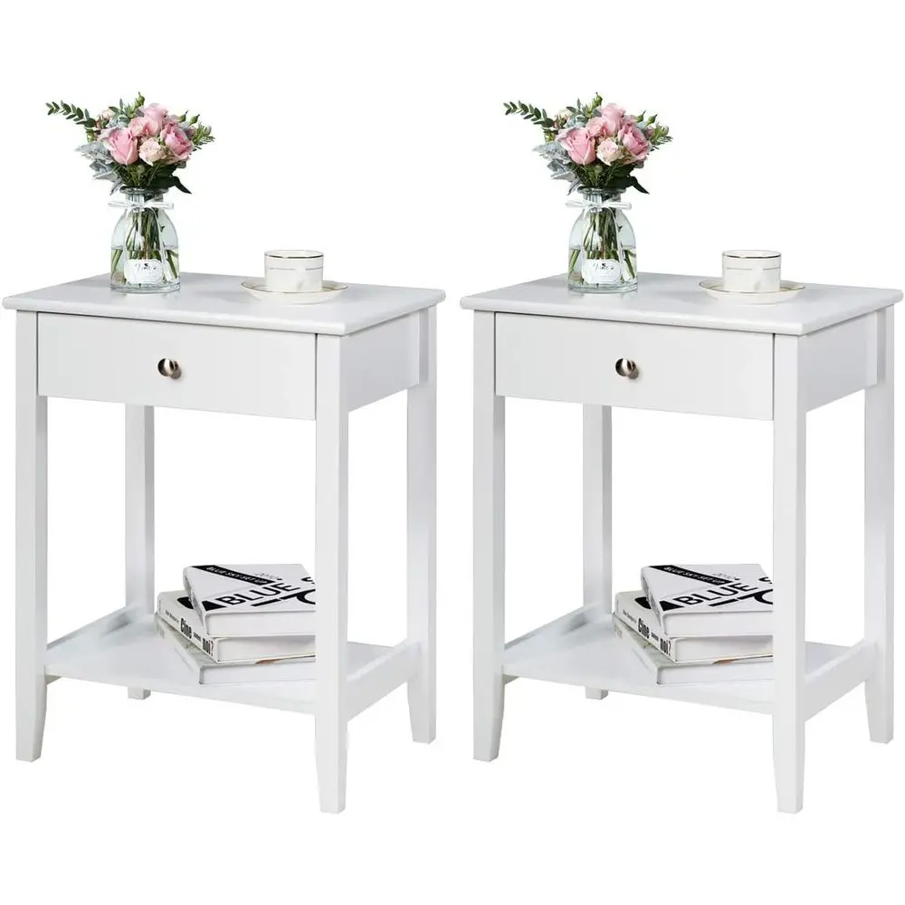 2-Tier Wooden Nightstand with Storage Shelf, White, for Living Room, Bedroom, or Study Area
2-Tier Wooden Nightstand with Storage Shelf, White, for Living Room, Bedroom, or Study Area