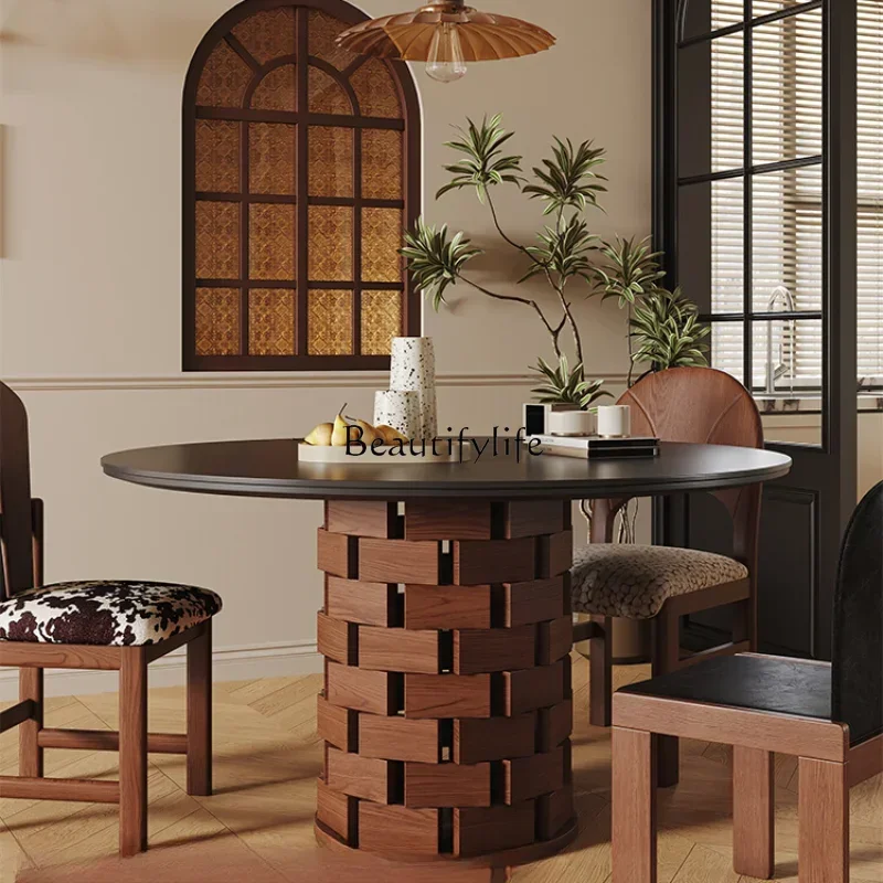 Mid-Ancient Tiangji Wind Black Stone Plate round Table Small Apartment Dining Table French Retro Solid Wood Dining Table
Mid-Ancient Tiangji Wind Black Stone Plate round Table Small Apartment Dining Table French Retro Solid Wood Dining Table