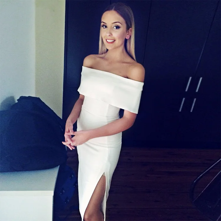 Stylish elegant party banquet dress sexy one-word shoulder halter slim bag arm split bandage dress
Stylish elegant party banquet dress sexy one-word shoulder halter slim bag arm split bandage dress