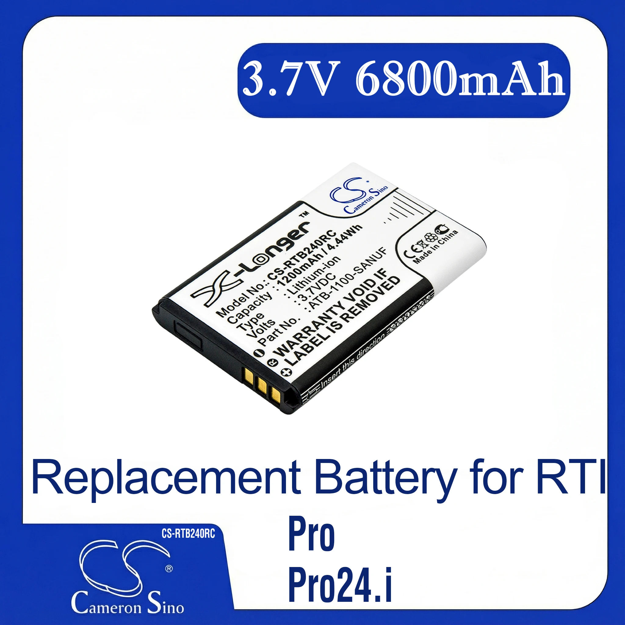 Cameron Sino Replacement Battery for RTI Pro, Pro24.i, Pro24.r, Pro24.r v2, Pro24.z, Fits P/N 41-500012-13,ATB-1100-SANUF,ATB-1
Cameron Sino Replacement Battery for RTI Pro, Pro24.i, Pro24.r, Pro24.r v2, Pro24.z, Fits P/N 41-500012-13,ATB-1100-SANUF,ATB-1