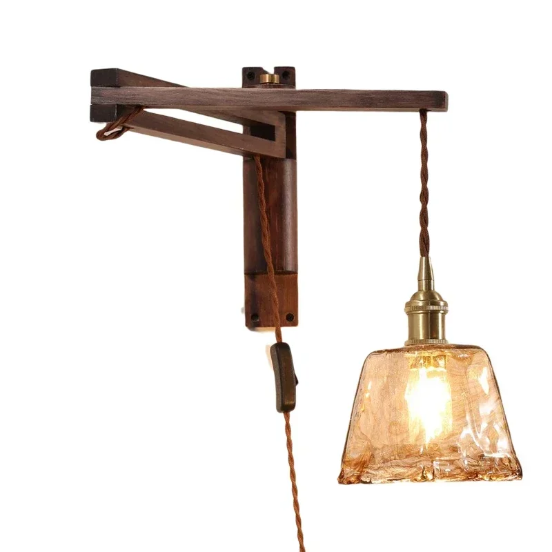 ~Japanese-Style Retro Black Walnut Solid Wood Glass Folding Stairs Bedroom Bedside Wall Lamp Living Room Study Wall Lamp
~Japanese-Style Retro Black Walnut Solid Wood Glass Folding Stairs Bedroom Bedside Wall Lamp Living Room Study Wall Lamp