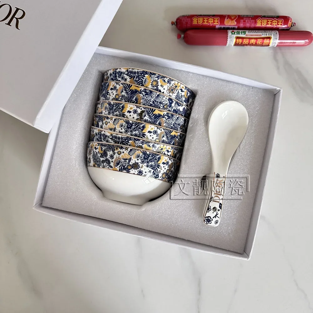European Light Luxury Fashion Di Family Hydrangea Series Bone China Bowl Blue Gold Six Bowls Spoon High Appearance Level Gifts
European Light Luxury Fashion Di Family Hydrangea Series Bone China Bowl Blue Gold Six Bowls Spoon High Appearance Level Gifts