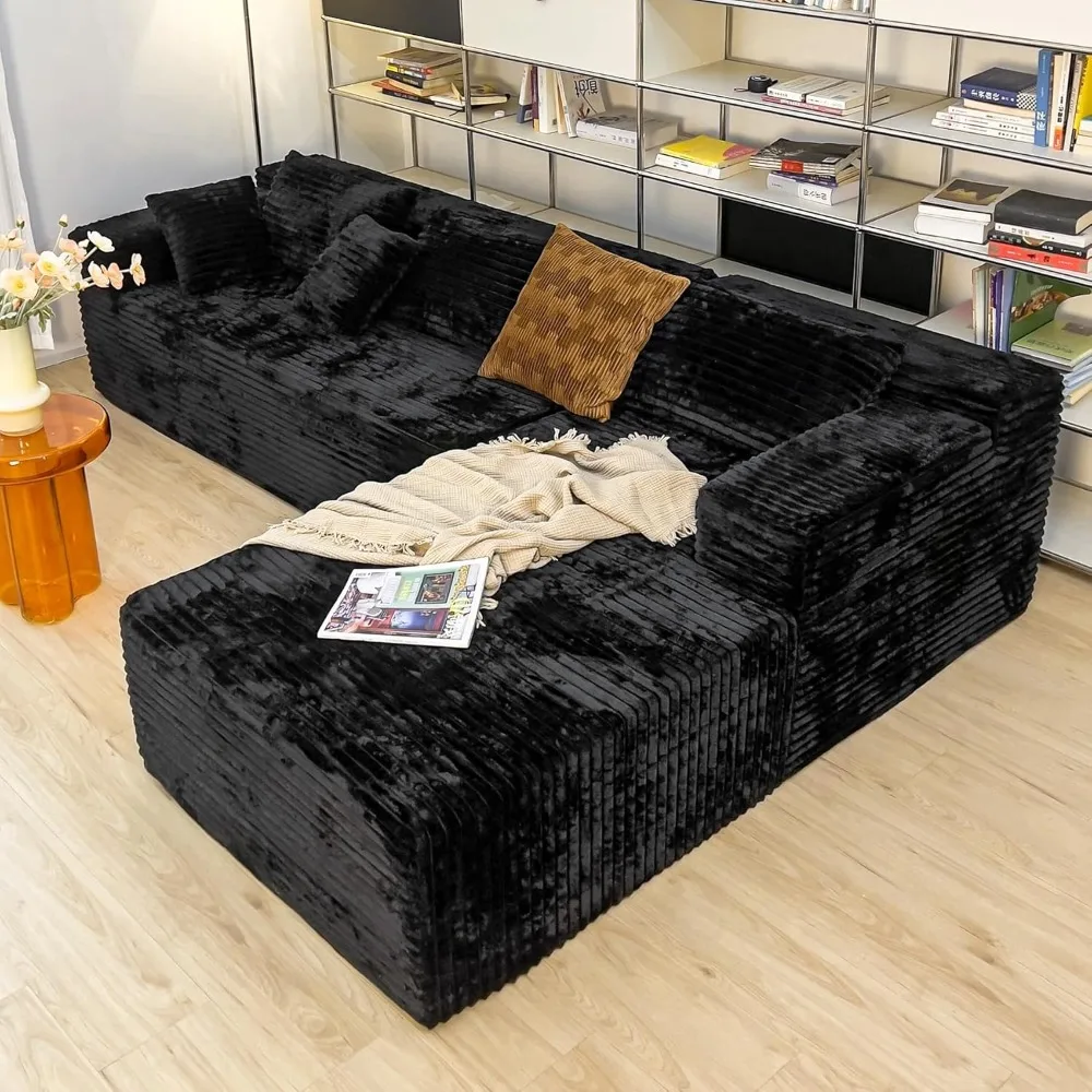 Black sectional couches for Living Room Corduroy Couch,104 Cloud Sectional Couch with L-Shape Chaise, Modern Modular Sofa
Black sectional couches for Living Room Corduroy Couch,104 Cloud Sectional Couch with L-Shape Chaise, Modern Modular Sofa
