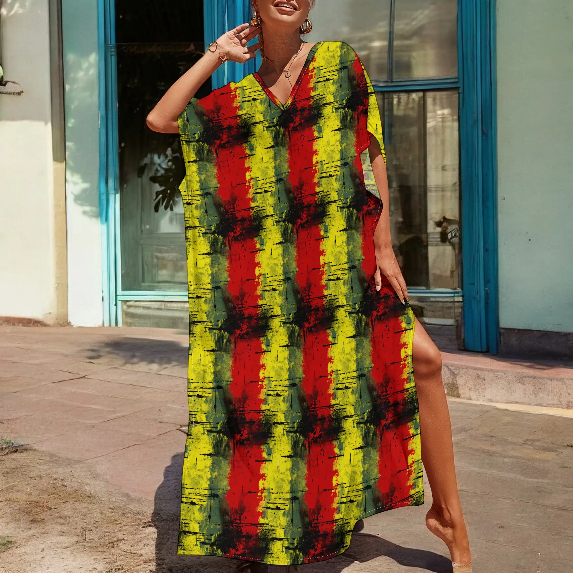 Rasta Abstract Print Kaftan Dress for Women V-Neck Loose Fit Summer Maxi Dress 2025 Afro Festival Vacation Style S-3XL
Rasta Abstract Print Kaftan Dress for Women V-Neck Loose Fit Summer Maxi Dress 2025 Afro Festival Vacation Style S-3XL