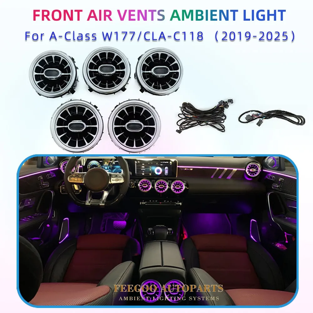 64 Colors Front Turbine Air Vent with Ambient Light for Mercedes A/B/C/E/S/G/V/CLA/GLA/GLB/GLC-class W464 W447 W118 W213 W206
64 Colors Front Turbine Air Vent with Ambient Light for Mercedes A/B/C/E/S/G/V/CLA/GLA/GLB/GLC-class W464 W447 W118 W213 W206