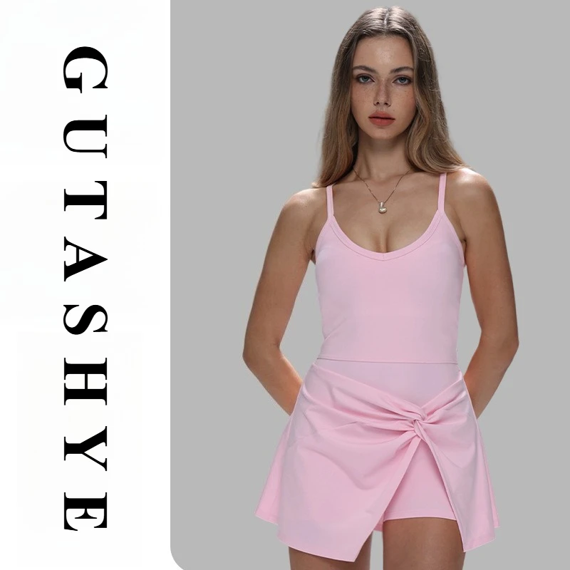 Women Spaghetti Strap Fake Two Piece Yoga One Piece Dress Stretchy Slim Fitness Workout Athletic Sports Jumpsuit
Women Spaghetti Strap Fake Two Piece Yoga One Piece Dress Stretchy Slim Fitness Workout Athletic Sports Jumpsuit