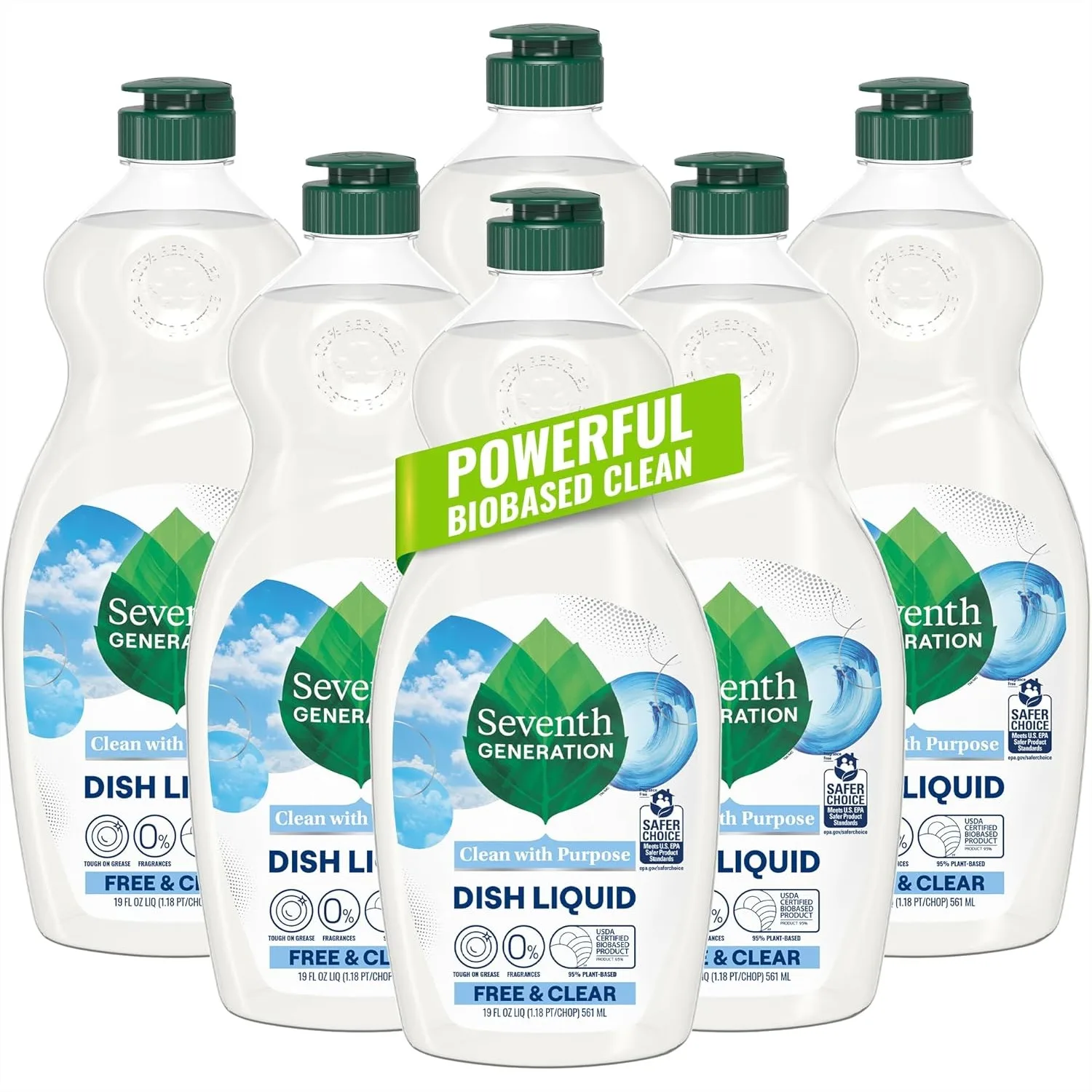 Liquid Dish Soap Free & Clear, Pack of 6, 19 oz Each, Plant-Based Formula for Sensitive Skin, Fragrance Free
Liquid Dish Soap Free & Clear, Pack of 6, 19 oz Each, Plant-Based Formula for Sensitive Skin, Fragrance Free