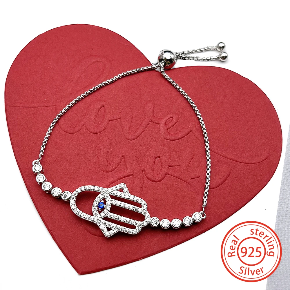 Hamsa Hand Fatim Luxury Bracelet For Women Men 925 Sterling Silver Evil Blue Eye Amulet Muslim Lucky Hand Chain Jewelry Gifts
Hamsa Hand Fatim Luxury Bracelet For Women Men 925 Sterling Silver Evil Blue Eye Amulet Muslim Lucky Hand Chain Jewelry Gifts