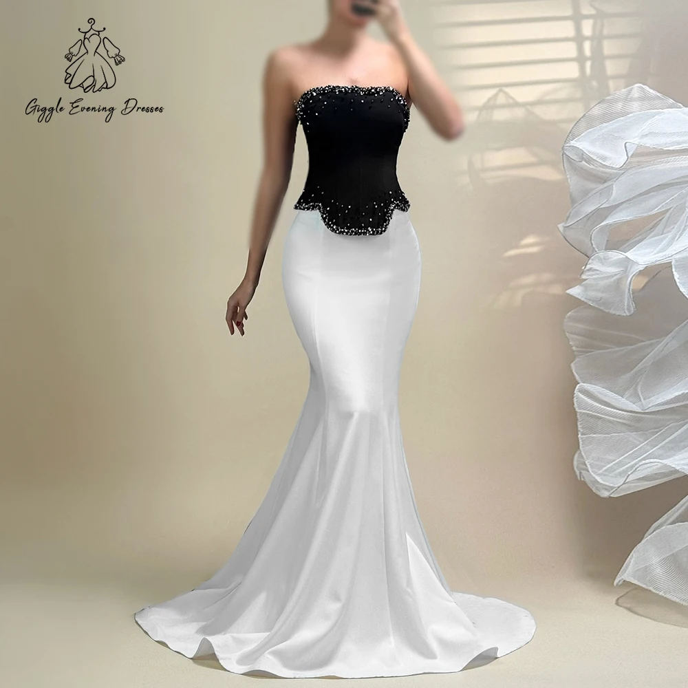 Черно-белые двухсекционные платья для выпускного вечера без бретелек из бисера, атласное вечернее платье русалки, женское элегантное платье для торжественной вечеринки по индивидуальному заказу
Черно-белые двухсекционные платья для выпускного вечера без бретелек из бисера, атласное вечернее платье русалки, женское элегантное платье для торжественной вечеринки по индивидуальному заказу