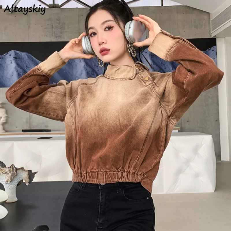 Denim Basic Jackets Women Autumn Gradient Vintage Streetwear Loose Leisure Turn-down Collar Korean Fashion Chic Button Simple
Denim Basic Jackets Women Autumn Gradient Vintage Streetwear Loose Leisure Turn-down Collar Korean Fashion Chic Button Simple