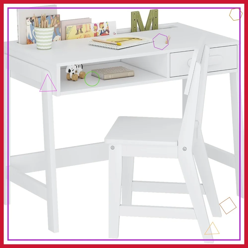 Kids Desk and Chair Set with Storage Bins, Wooden Study Table for Bedroom & Study Room (1 Open & 1 Drawer)
Kids Desk and Chair Set with Storage Bins, Wooden Study Table for Bedroom & Study Room (1 Open & 1 Drawer)